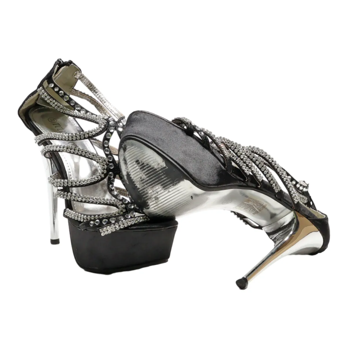 TULIPANO Strappy Heels Black Synthetic Womens UK 5