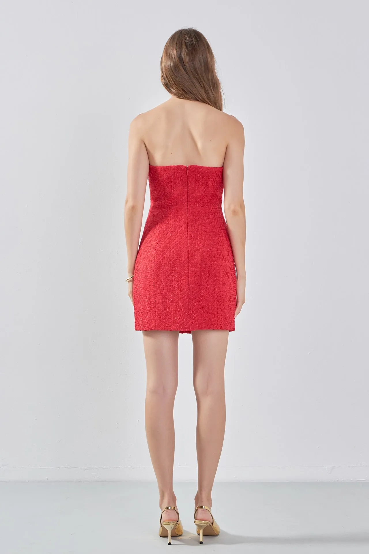 Tweed Strapless Mini Dress