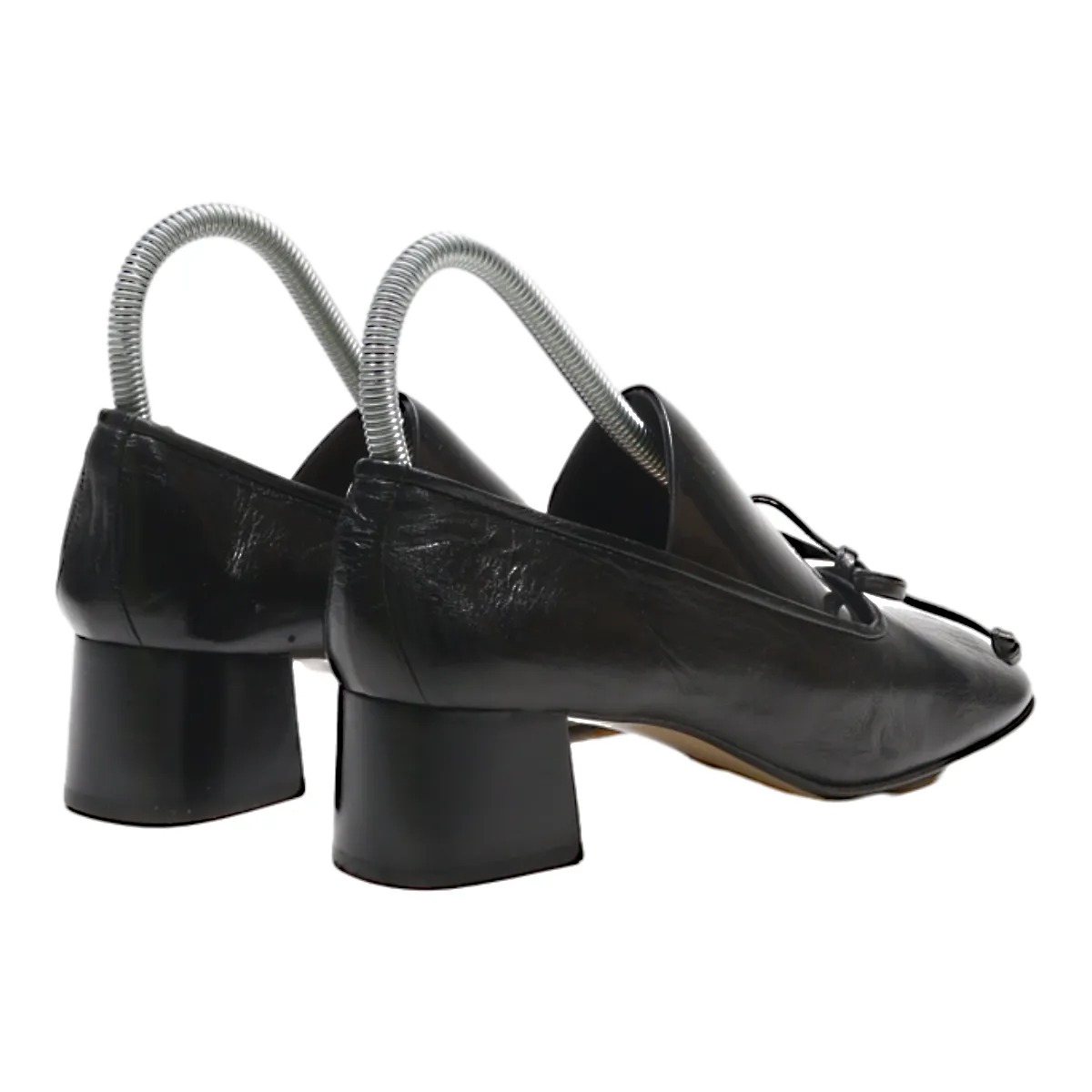 VOLTAN Block Heels Black Leather Womens UK 3