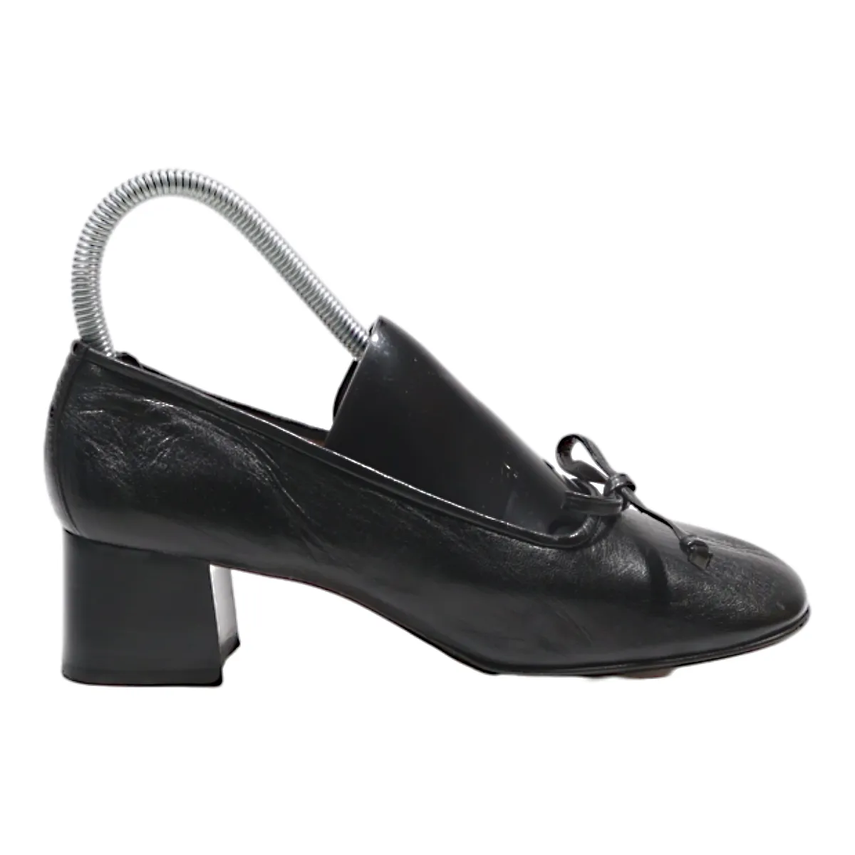 VOLTAN Block Heels Black Leather Womens UK 3
