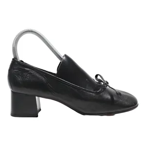 VOLTAN Block Heels Black Leather Womens UK 3