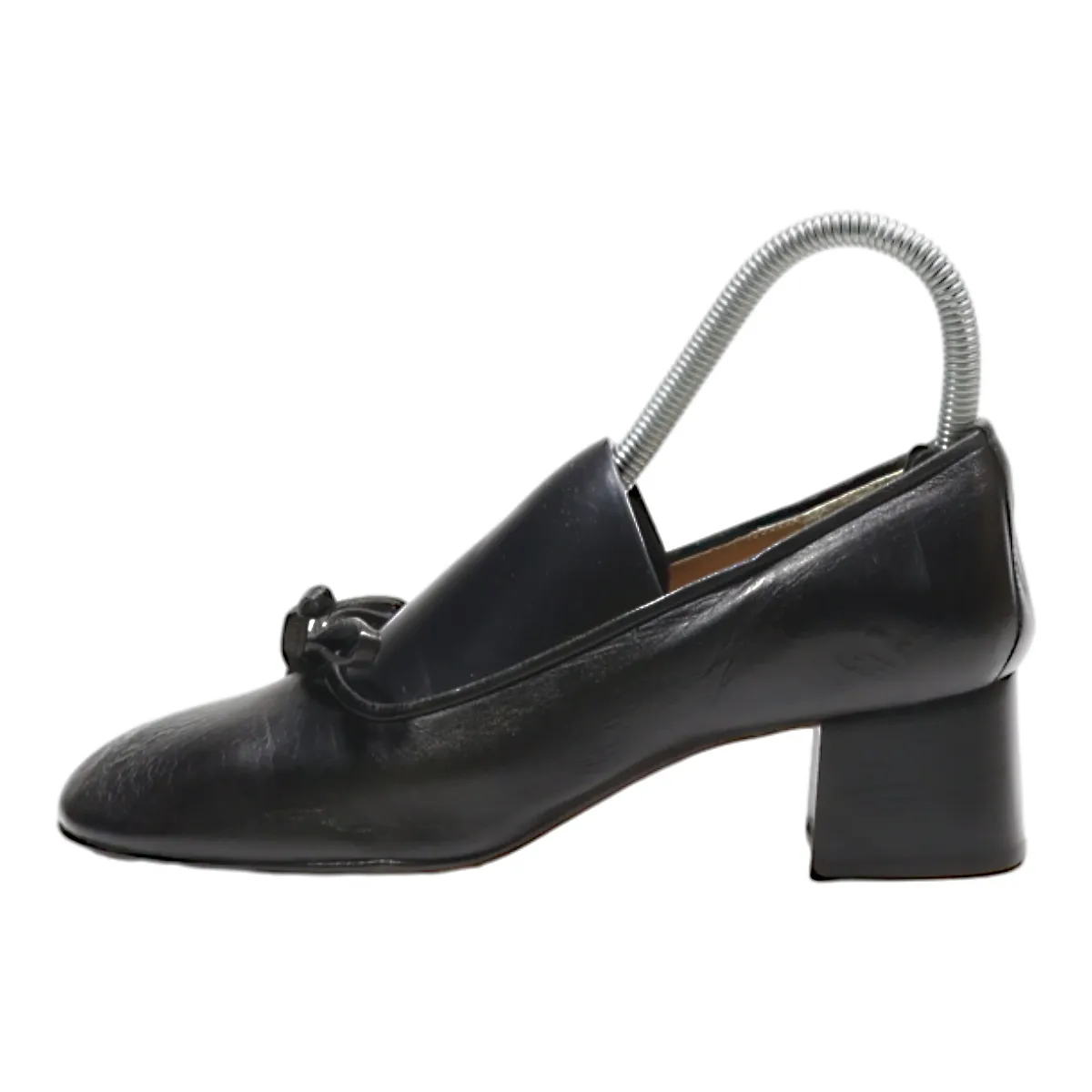 VOLTAN Block Heels Black Leather Womens UK 3