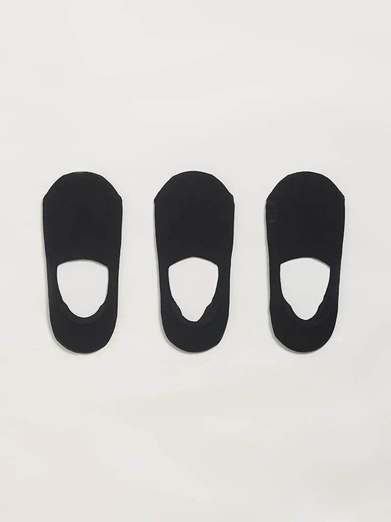 WES Lounge Black No-Show Cotton-Blend Socks - Pack of 3