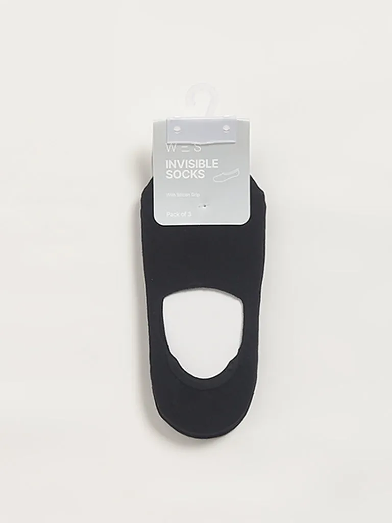 WES Lounge Black No-Show Cotton-Blend Socks - Pack of 3