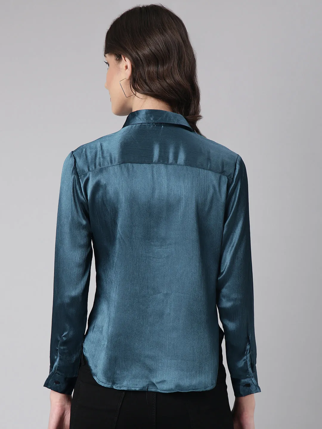 Women Teal Solid Shirt