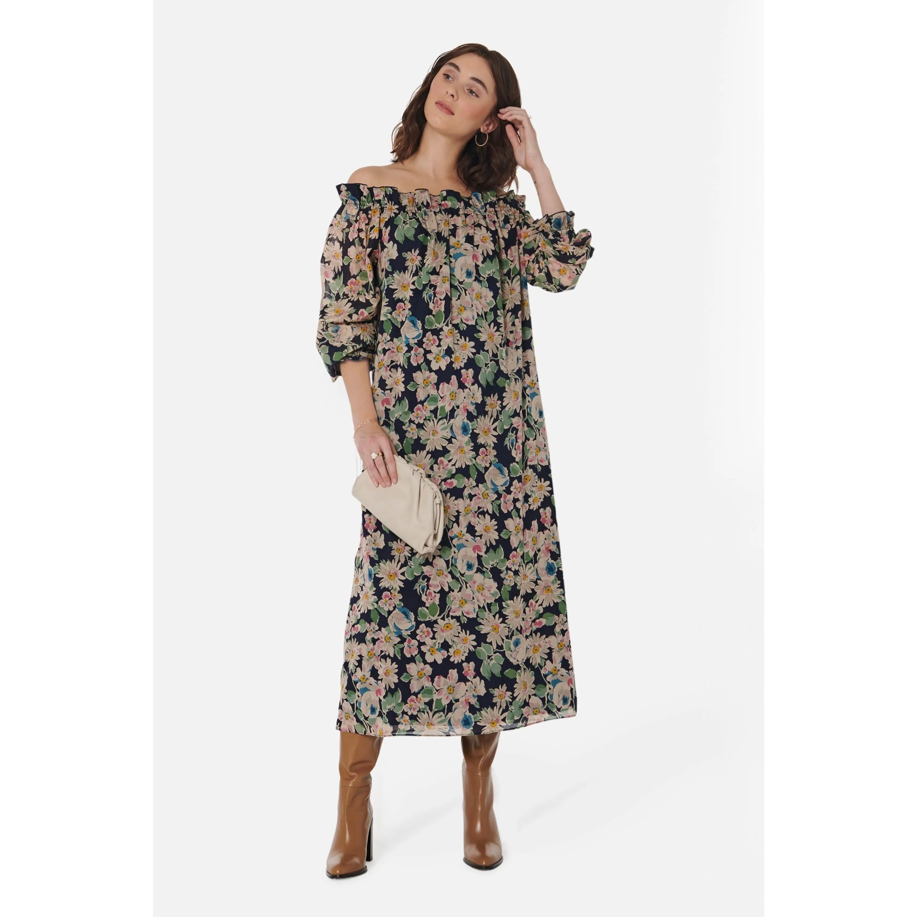 Women's Grace Dress in Navy Floral by Casey Marks