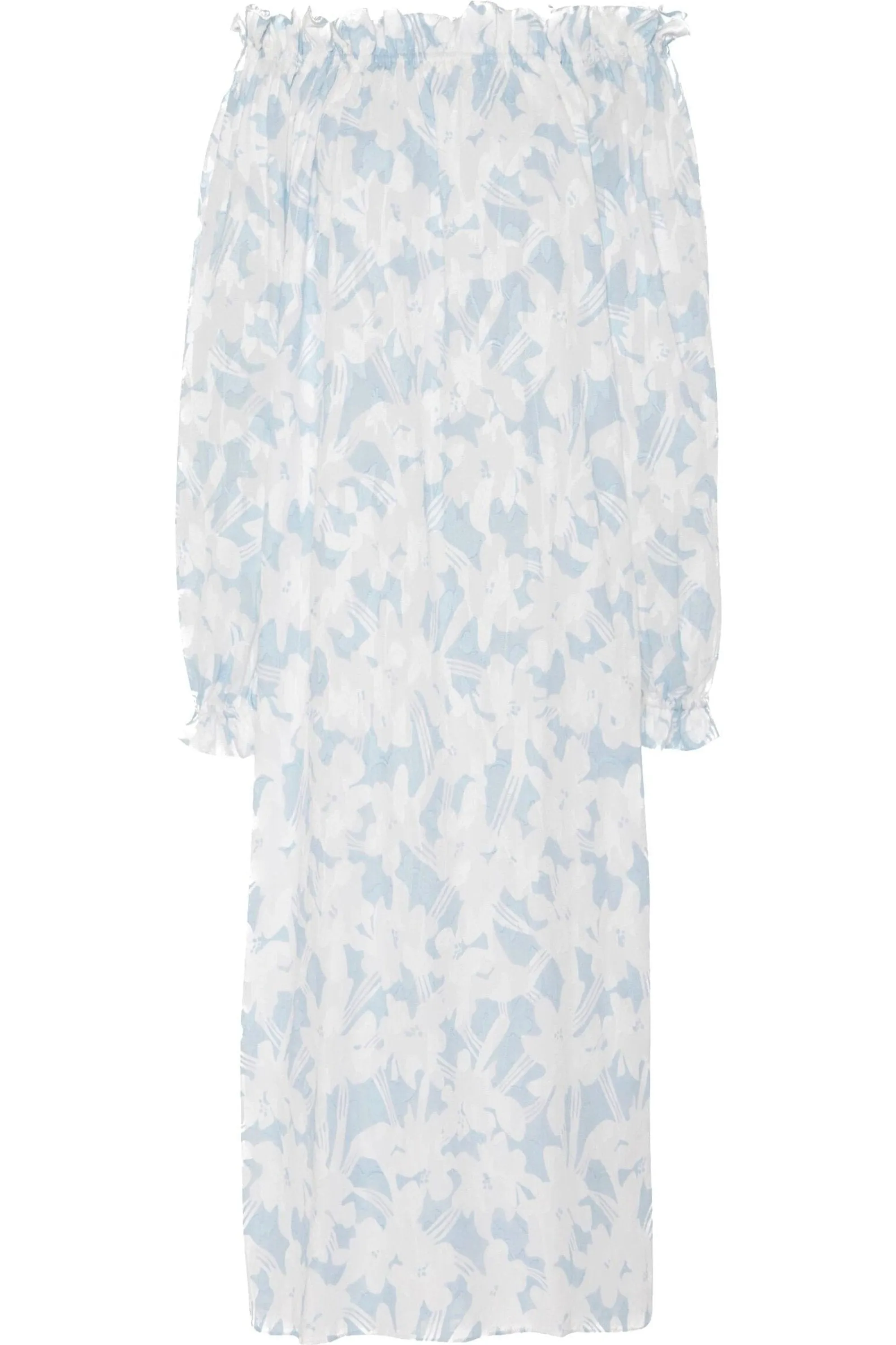 Women's Grace Dress in Pastel Blue & White Cotton Floral by Casey Marks