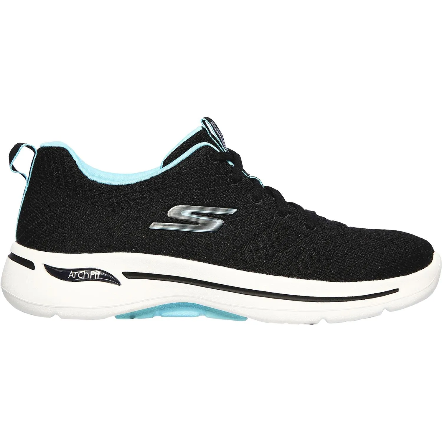 Women's Skechers GOwalk Arch Fit Unify Black/Aqua Fabric
